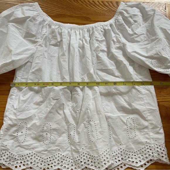Ann Taylor Loft White Eyelet Off The Shoulder Blouse - Picture 10 of 12